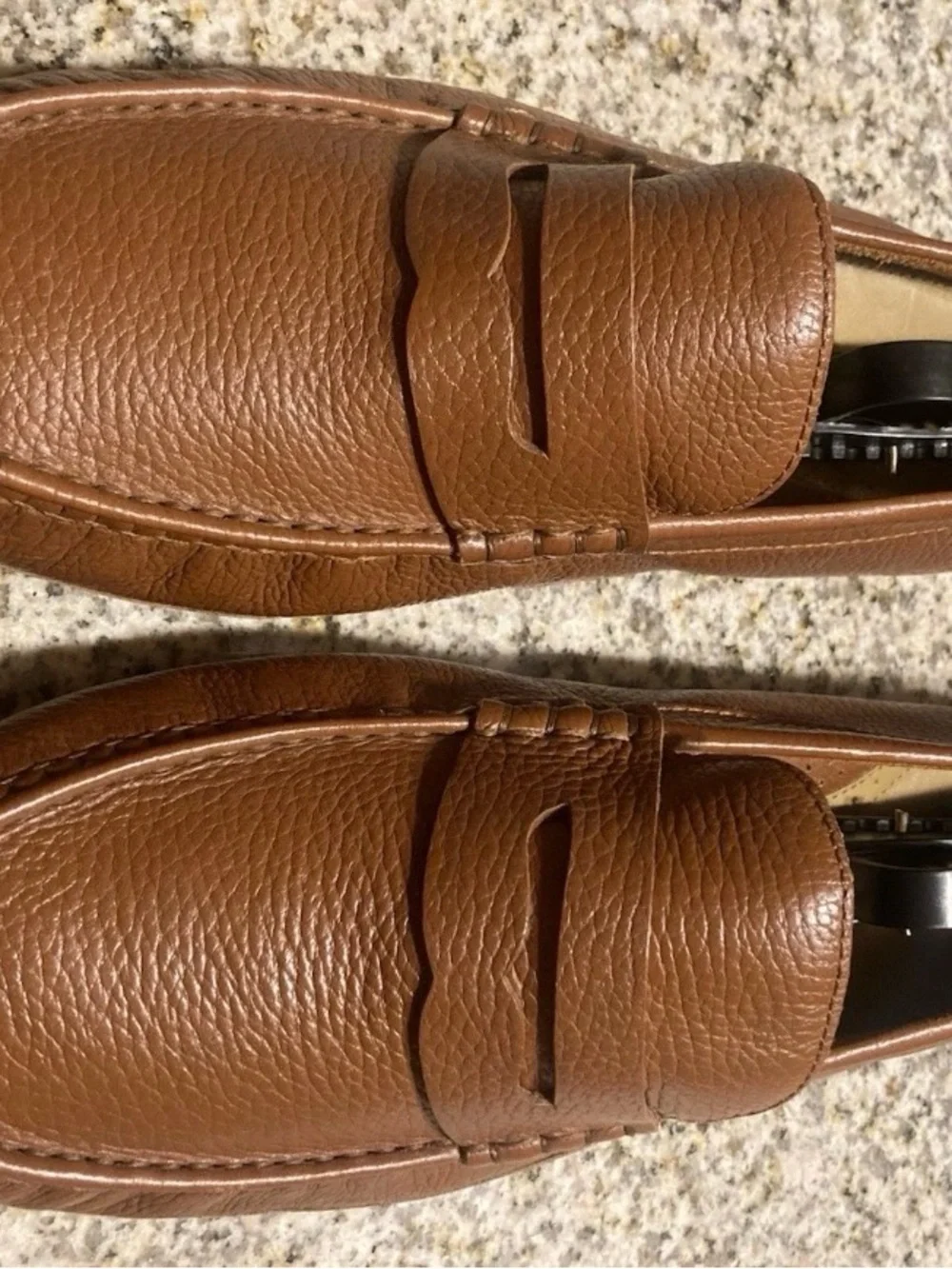 Cole Haan Men's Brown Pebbled Leather Penny Loafers